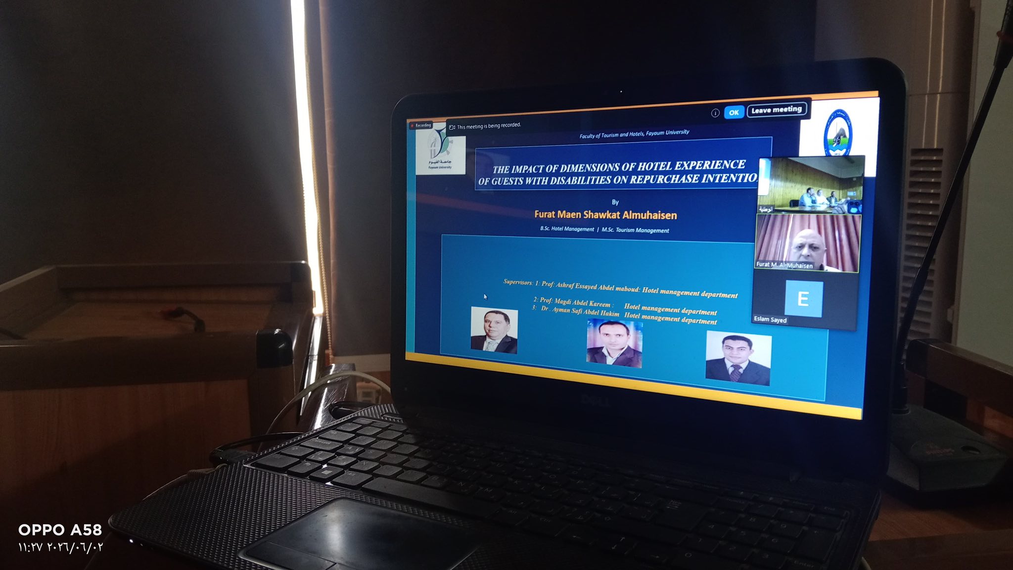 انعقاد سيمينار رسالة دكتوراه بعنوان "تأثير أبعاد التجربة الفندقية للضيوف ذوي الإعاقة على نية إعادة الشراء" بقسم الدراسات الفندقية – كلية السياحة والفنادق جامعة الفيوم