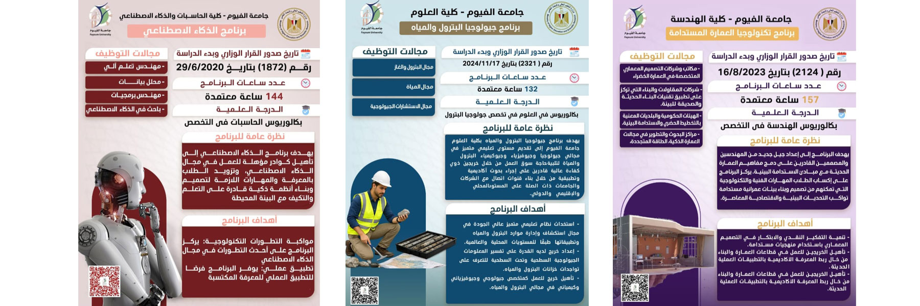 جامعة الفيوم تتيح حزمة من البرامج الدراسية المتميزة 