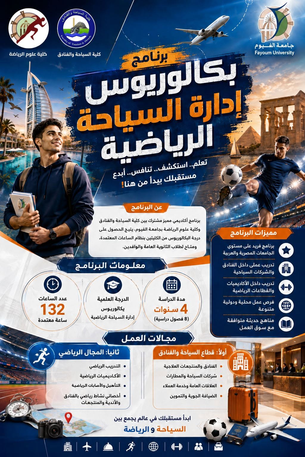 كلية السياحة والفنادق – جامعة الفيوم تطلق برنامج إدارة السياحة الرياضية بالتعاون مع كلية علوم الرياضة